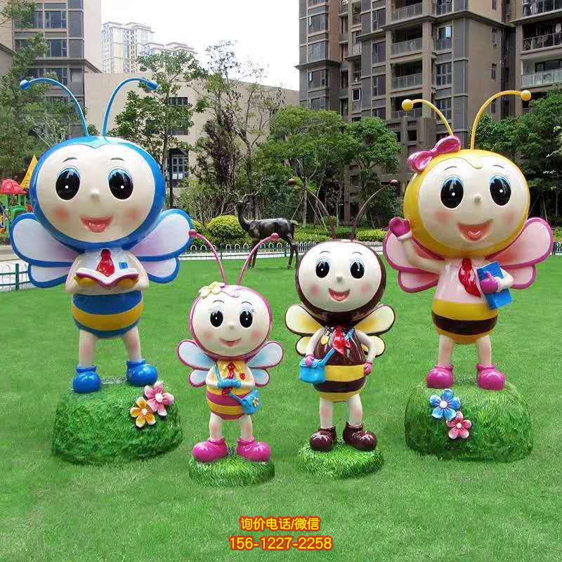 幼兒園公園廣場卡通蜜蜂一家玻璃鋼蜜蜂雕塑 幼兒園公園廣場卡通蜜蜂一家玻璃鋼蜜蜂雕塑