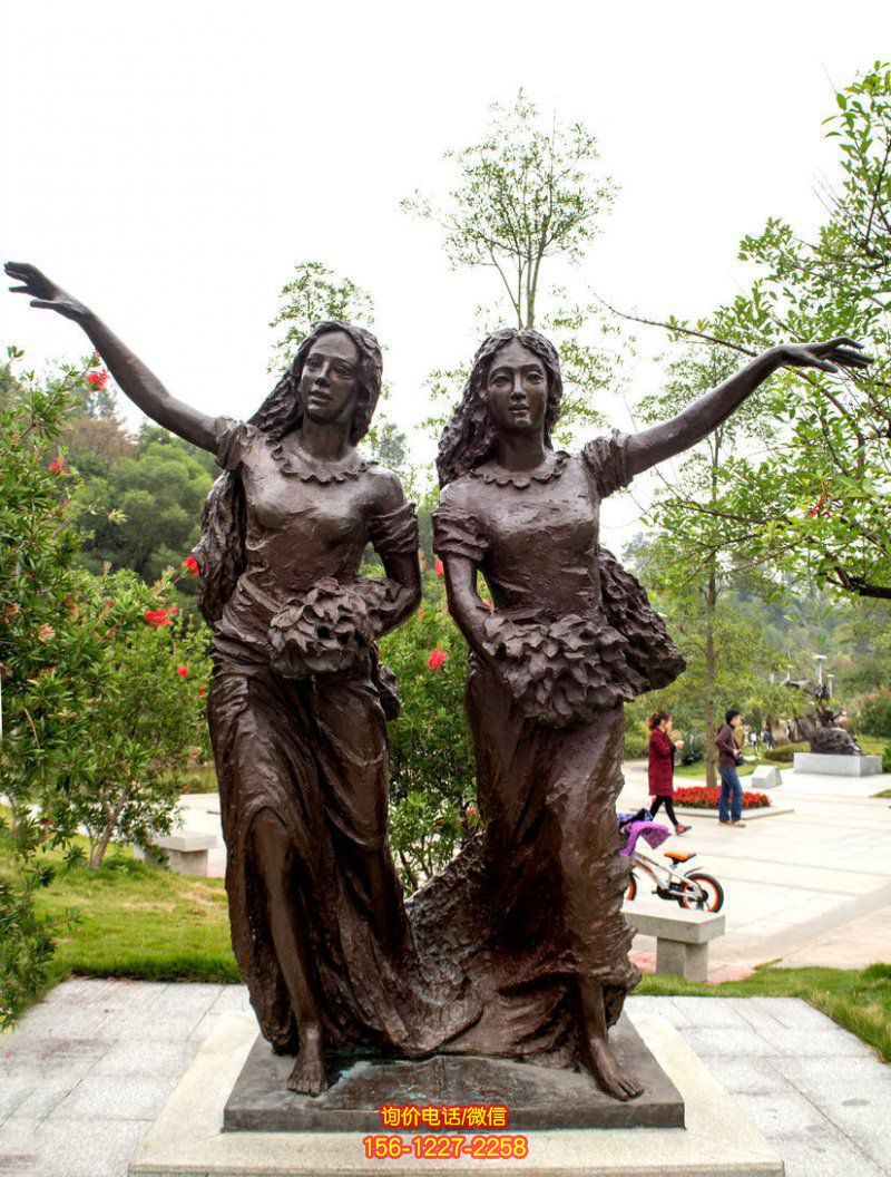 公園現(xiàn)代銅雕揮手的女孩銅雕 公園現(xiàn)代銅雕揮手的女孩銅雕